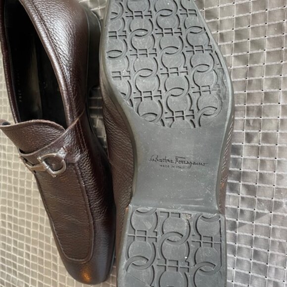 Salvatore Ferragamo Gancini horse-bit leather brown slip on size 10.5